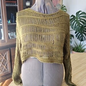 Gilded Intent Moss Open-Knit Sweater
